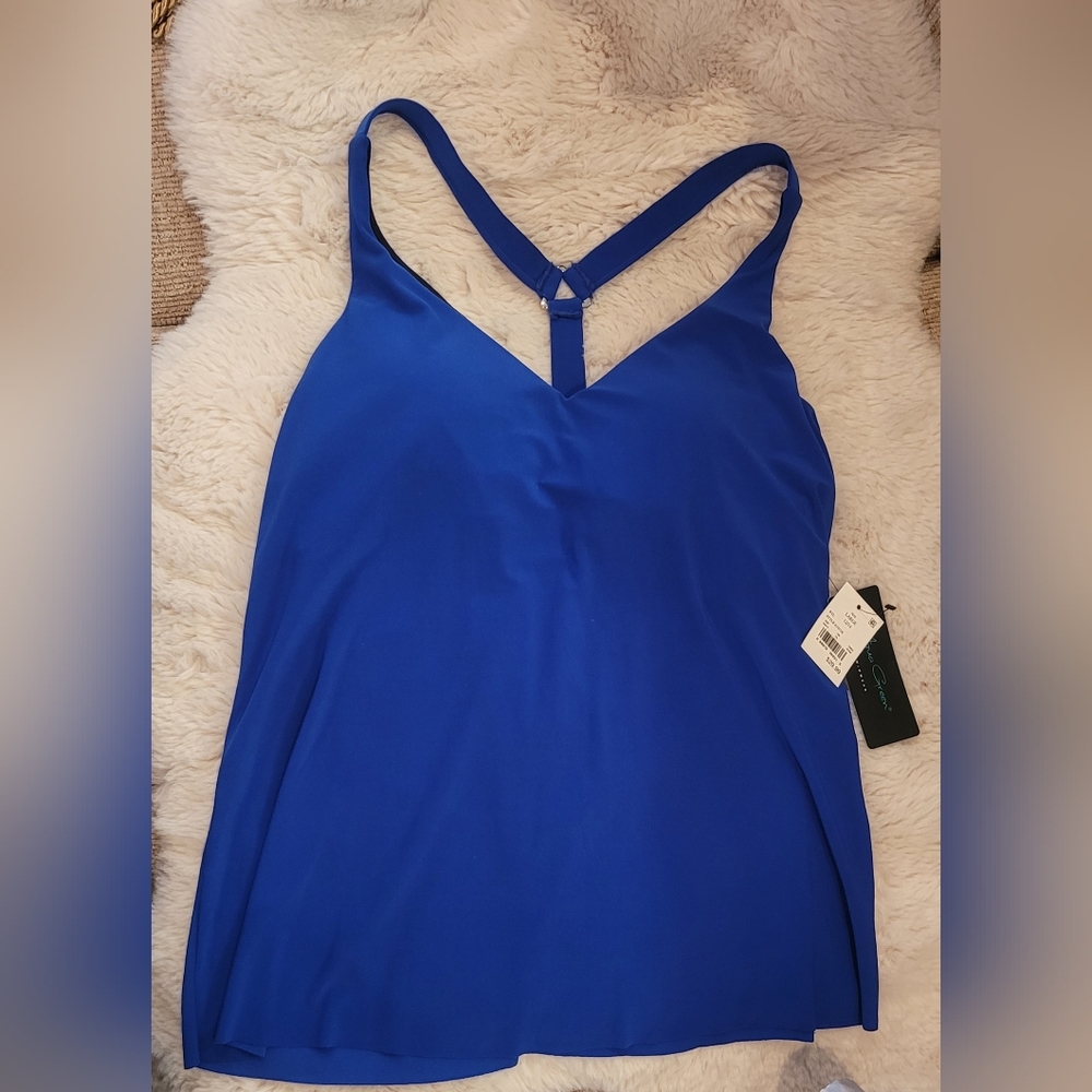 AQUA GREEN swimsuit tankini top Large 12/14 NWT